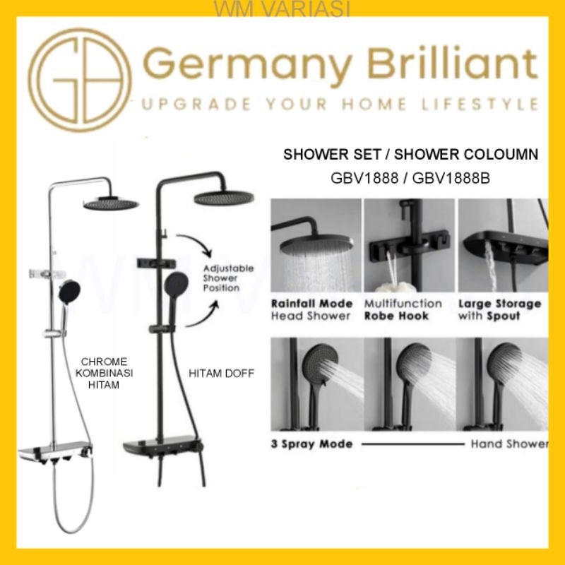Shower Set Shower Column Germany Brilliant GBV1888 / GBV1888B Shower Tiang Panas Dingin GB