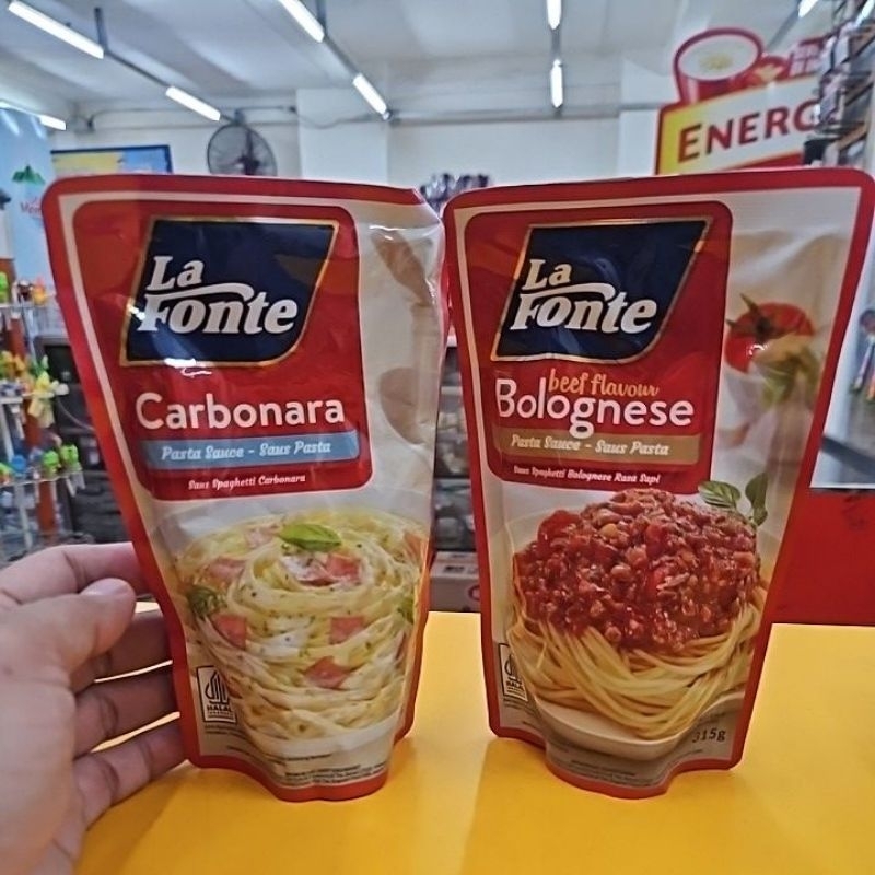 

ED 09.25 - PCS - LAFONTE BOLOGNESE - CARBONARA / SAUS PASTA SPAGHETI SPAGHETTI BOLOGNESE CHICKEN(290gr) - BEEF