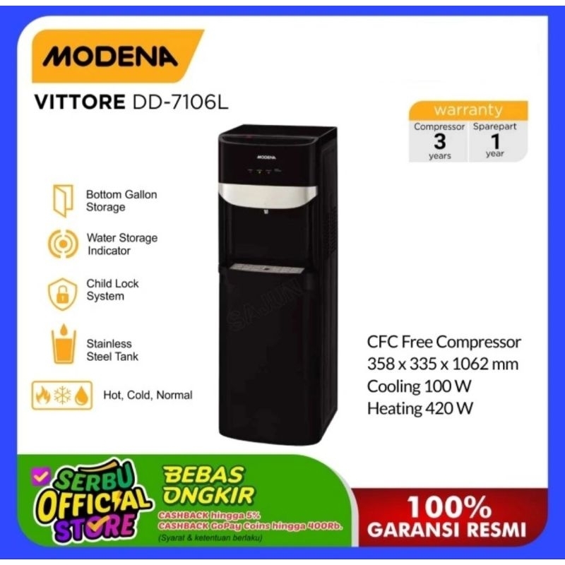 DISPENSER GALON BAWAH KOMPRESSOR MODENA DD-7106 DISPENSER AIR GALON BAWAH MODENA DISPENSER