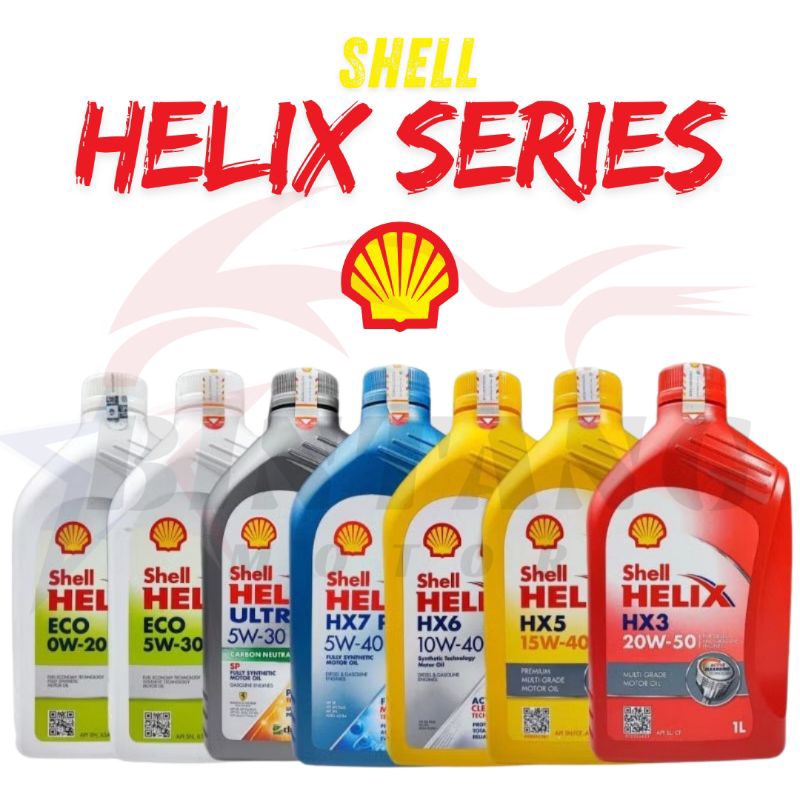 Oli Shell Helix Series. HX5, HX6, HX7 Plus 1 Liter