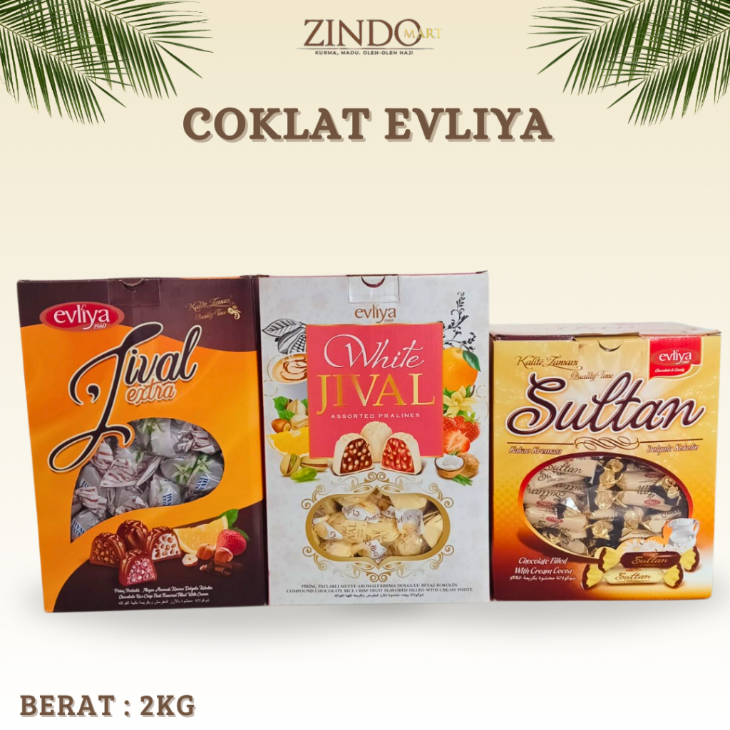 

COKLAT EVLIYA 2KG JIVAL WHITE, JIVAL EXTRA, SULTAN / OLEH-OLEH HAJI UMROH COKELAT ASLI TURKI