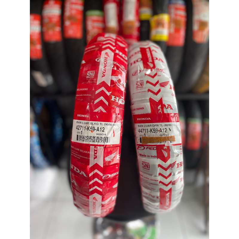 PAKET BAN LUAR TUBLESS  DEPAN BELAKANG HONDA VARIO BEAT K59 FEDRAL TUBLESS