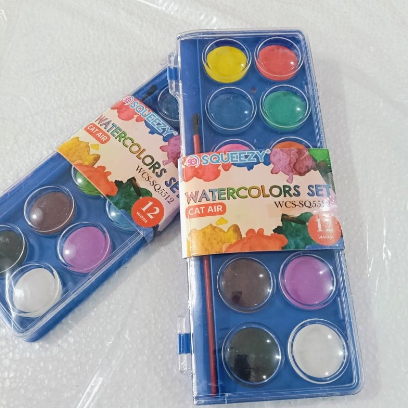 

SQUEEZY WATERCOLORS SET 12 WARNA - CAT AIR - COLOR CAKE WCS-SQ5512