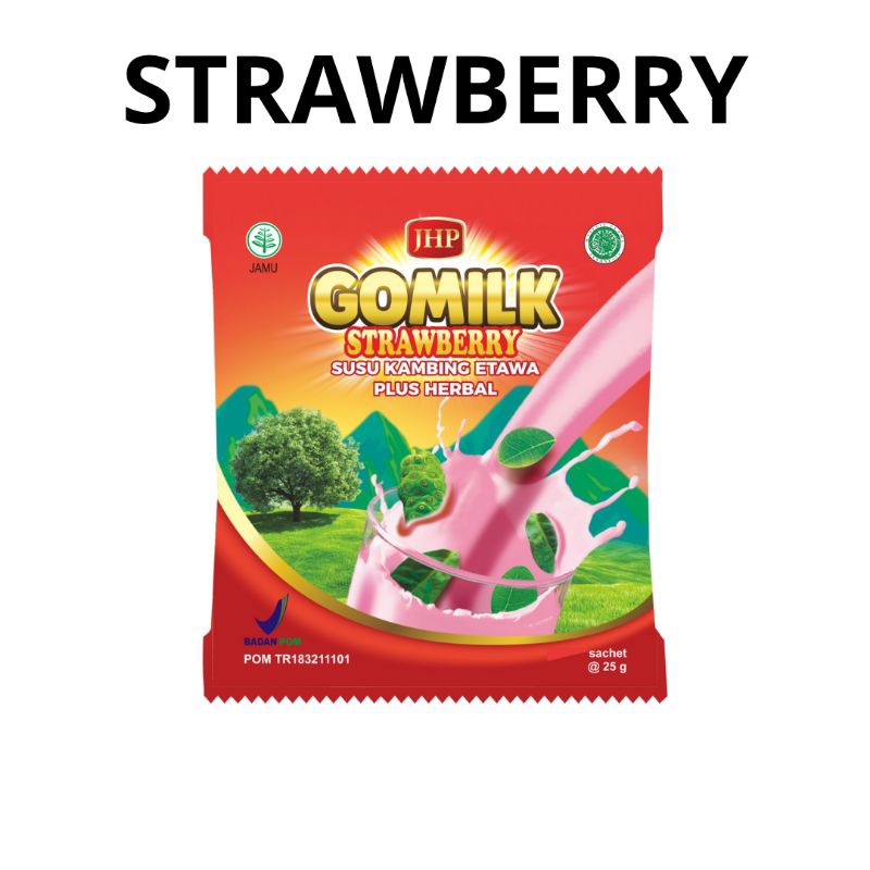 

GOMILK SACHET RASA STRAWBERRY 25 gram - Susu Kambing Etawa Murni Plus Herbal Memelihara Kesegatan dan Daya Tahan Tubuh atau Imunitas, Perkembangan Anak, Nyeri otot, Gangguan Pernapasan, Batuk pilek