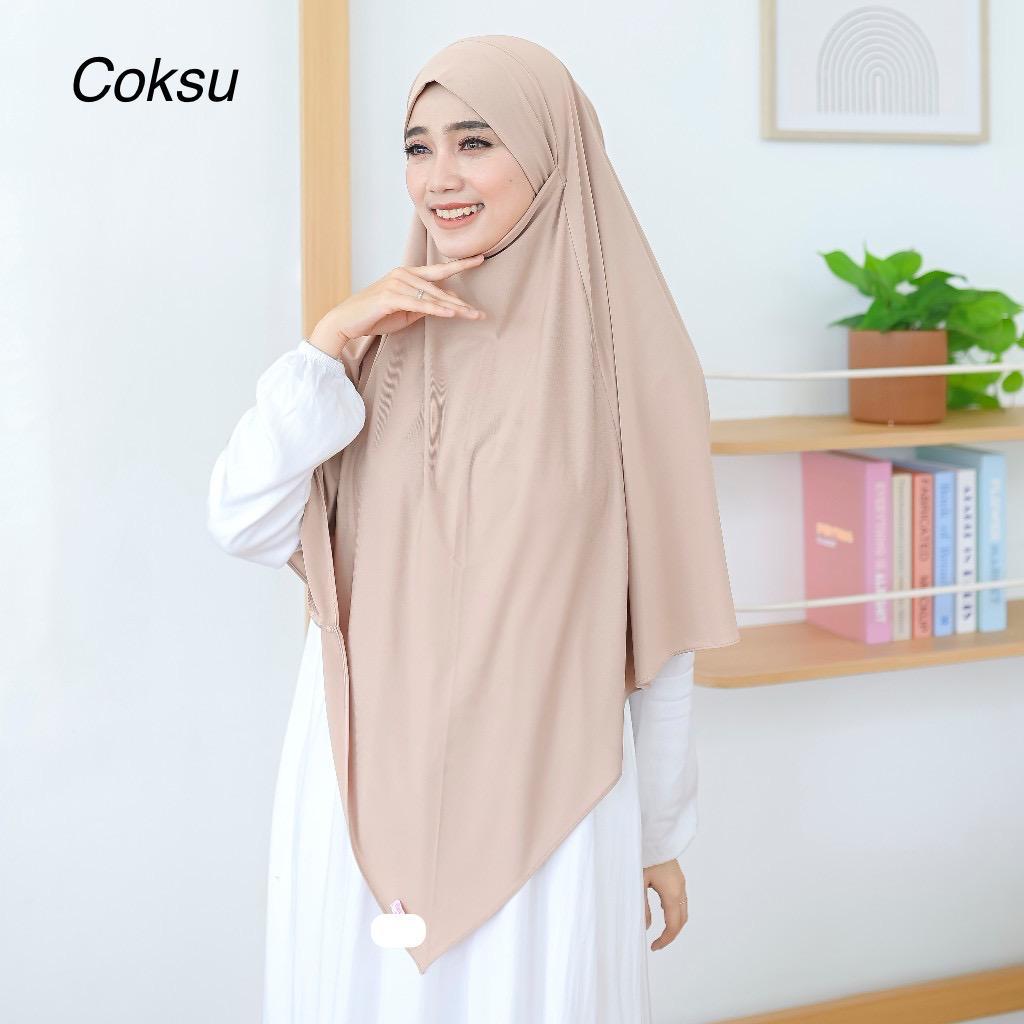 Ainun Jilbab French Khimar Kerudung Bergo Instan Cadar Jumbo Tali Syari Bahan Jersey Premium Terbaru