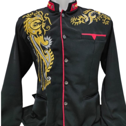 Baju Koko Jasko Dewasa Bordir Warna Hitam Bahan High Twis Model Terbaru 2026