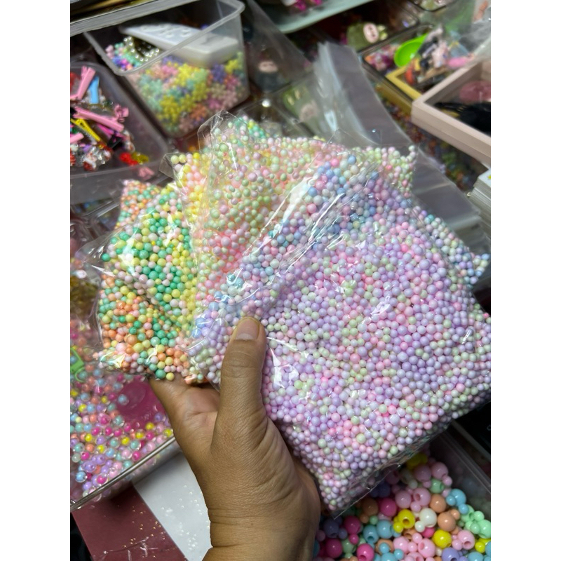 Styrofoam butir warna warni foam slime / styrofoam butiran