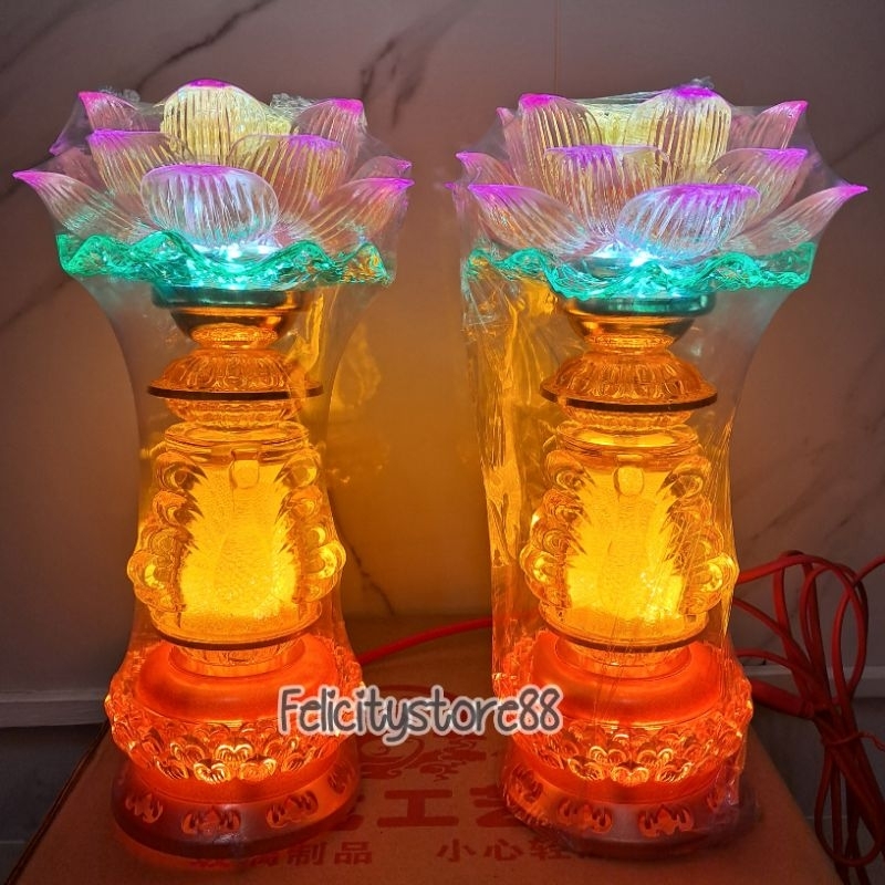 Lampu Led merak Lianhua Teratai  merah kuning merak dudukan lianhua