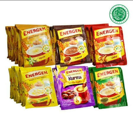 

Energen all Varian eceran per renceng 32Gr @10pcs / Energen Susu Sereal Aneka Rasa 10 Sachet @35gr