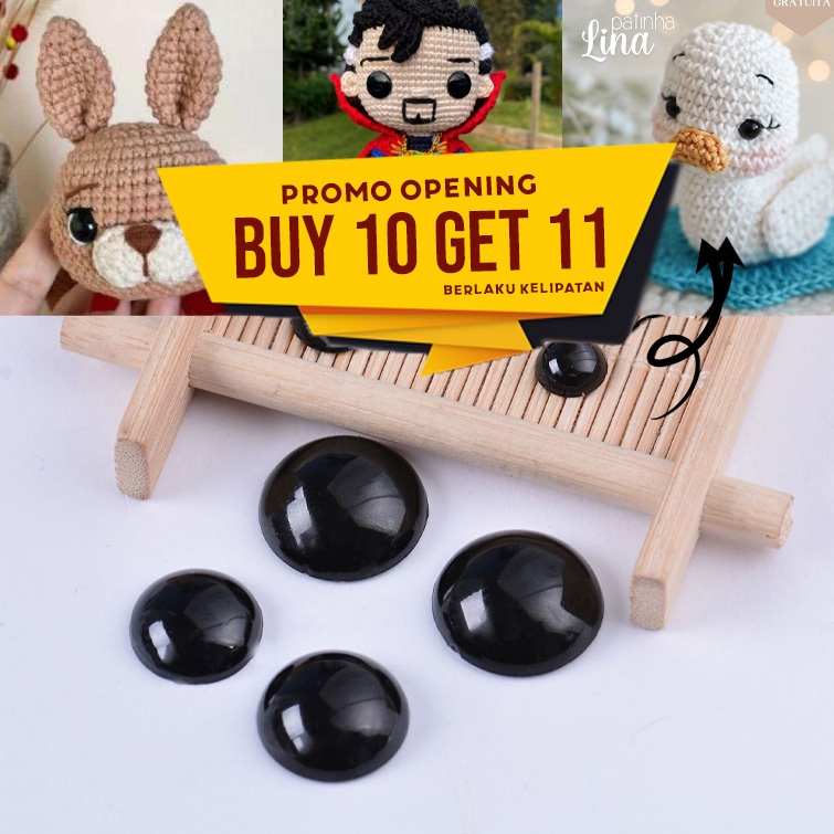 BERGARANSI UTUH Mata Boneka Tempel Lem Eyes Amigurumi Crochet Rajut Craft Boneka Grosir Ecer 6mm 5mm