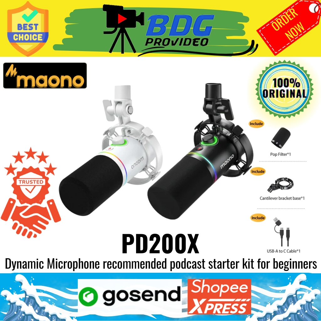 Maono PD200X /  Microphone Dynamic XLR and USB maono PD 200X Series RGB