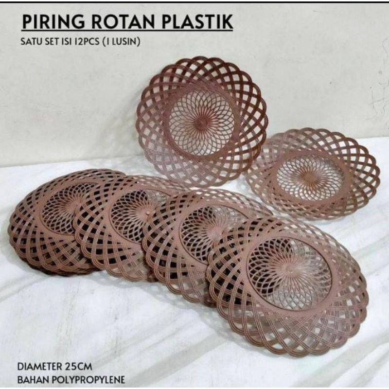 PIRING ROTAN PLASTIK 1 LUSIN
