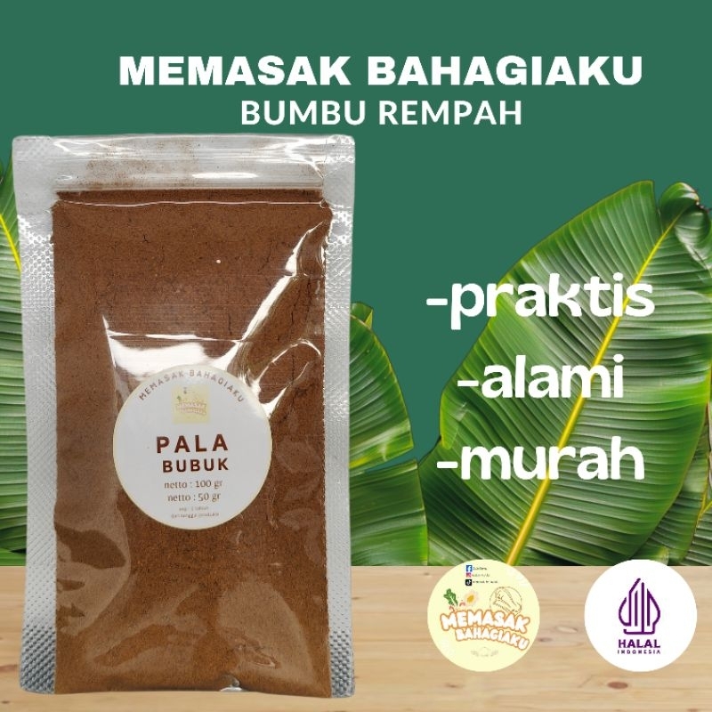 

pala bubuk 50 gram 100 gram /pala bubuk murni tanpa campuran/bumbu dapur / bumbu rempah / rempah bubuk/ bumbu masak / pala bubuk murni