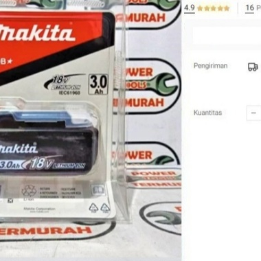 

Baterai Makita BL1830B 18V 3,0Ah 197600-6 Cordless Battery BL 1830 B