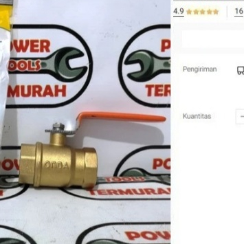 

Ball Valve ONDA 1" Kuningan Brass Stop Kran Gate Valve Gagang Handle