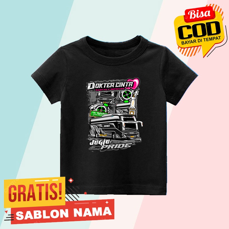 Baju Kaos Anak Jet Bus Dokter Cinta / Kaos Anak Laki Laki & Perempuan Custom Nama Jet Bus Dokter Cin