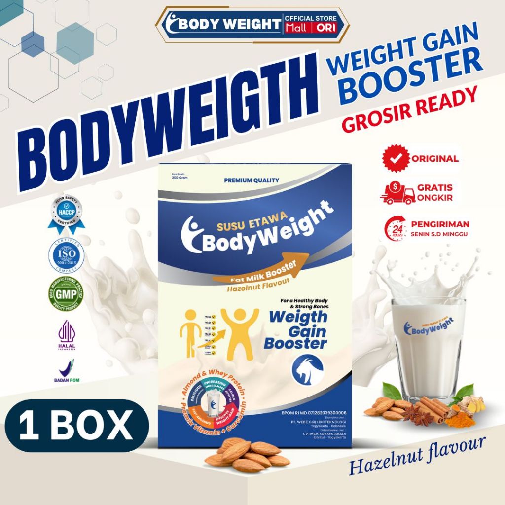 

BodyWeight Susu Kambing Etawa Penggemuk Badan Efektif Susu Etawa untuk Penambah Berat Badan Paket 1 Box