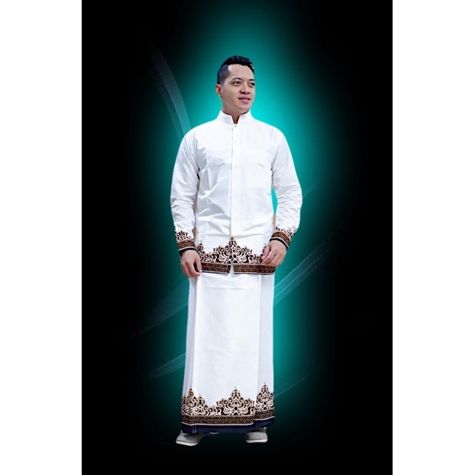 Baju Koko Pria Dewasa Lengan Panjang Dan Celana Sarung Pria Dewasa Kain Katun Premium