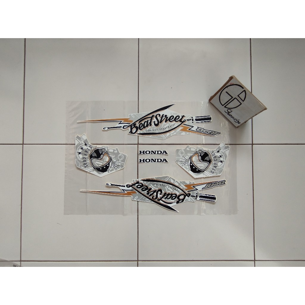 Striping Sticker Lis Honda Beat Street 2018 2019 Putih Original