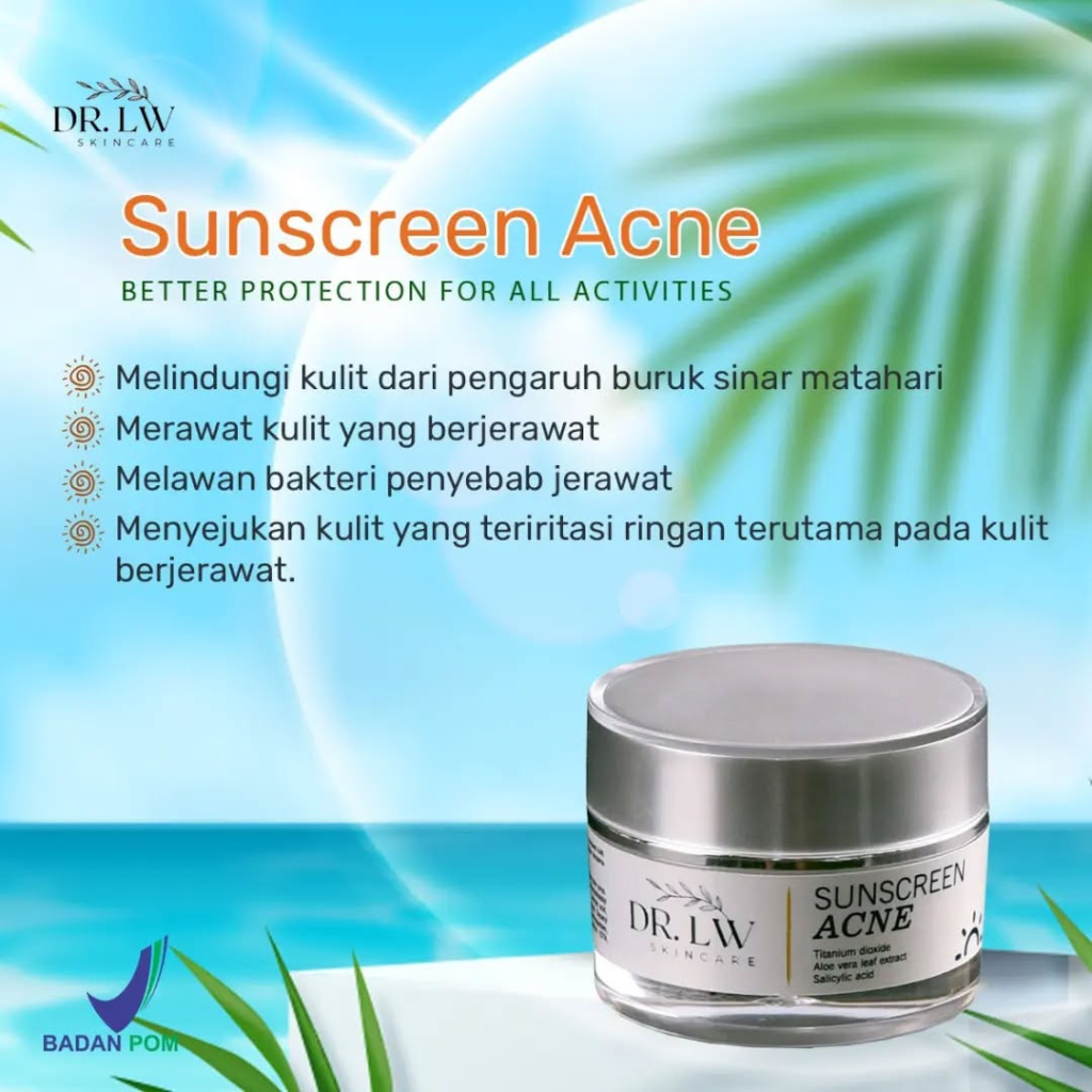 DR.LW Skincare Sunscreen Acne Cream - Krim Jerawat Tabir Surya Dr Lenny Wijaya