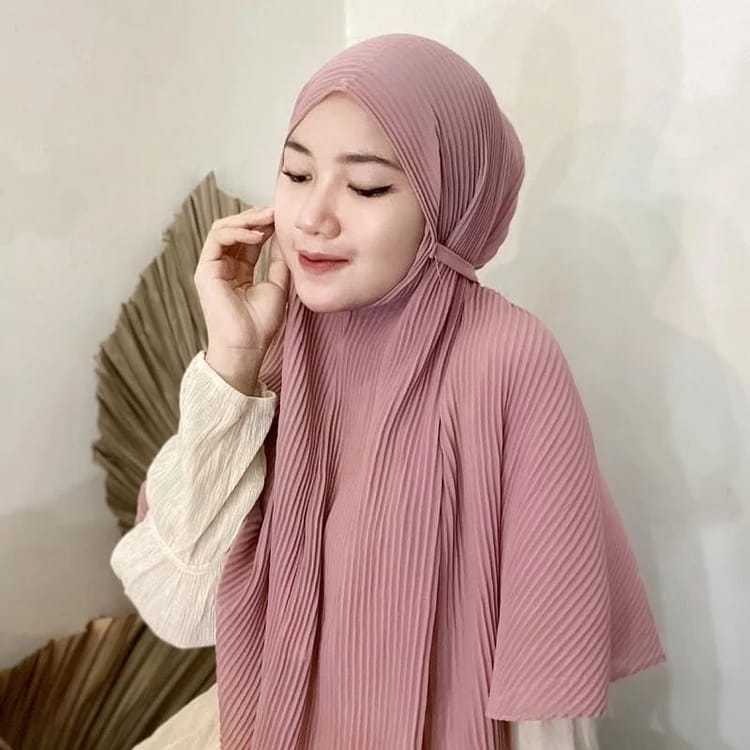 BERGO MARYAM FULL PLISKET Kerudung Hijab Instan Tali Plisket Lidi Hyget Premium