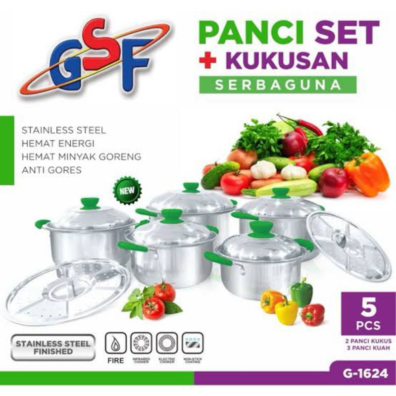 GSF Panci set Steamer 12 pcs / Panci Kukus GSF 1624