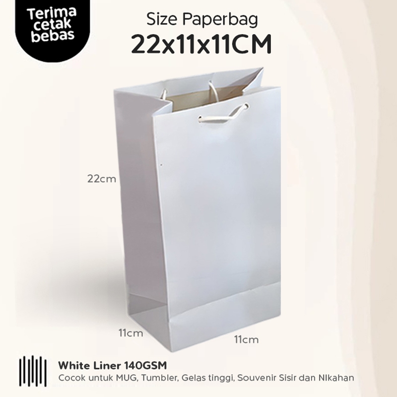 

Paper Bag Putih MUG 22x11x11 CM / Paperbag Polos Packing Tumbler, Gelas, Papper Bag Kado Souvenir