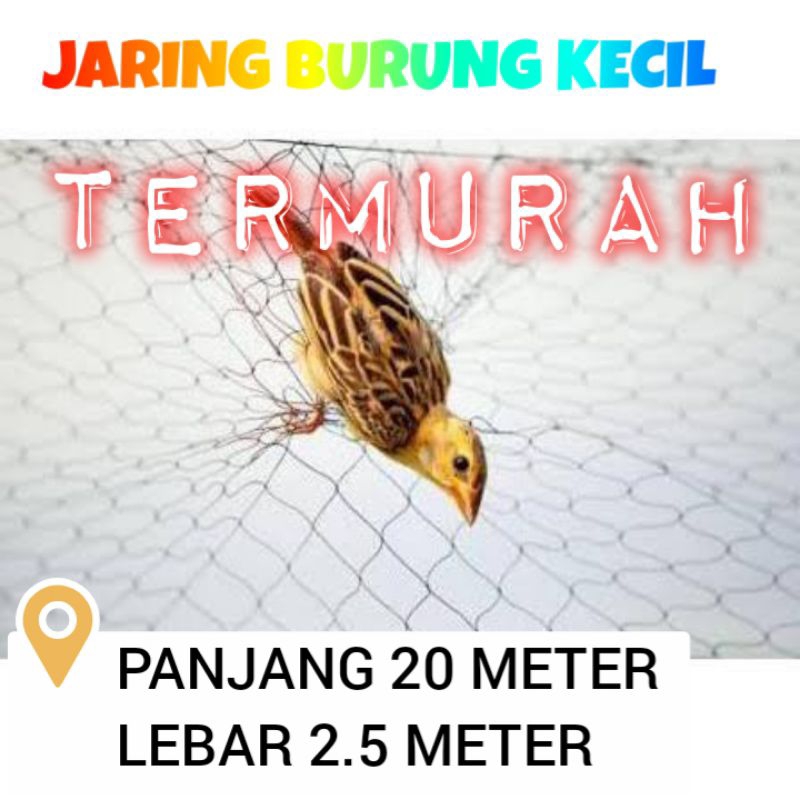 jarung burung kecil lubang 2 jari panjang ±20 meter lebar ±2.5 meter jaring hitam jaring burung kuti