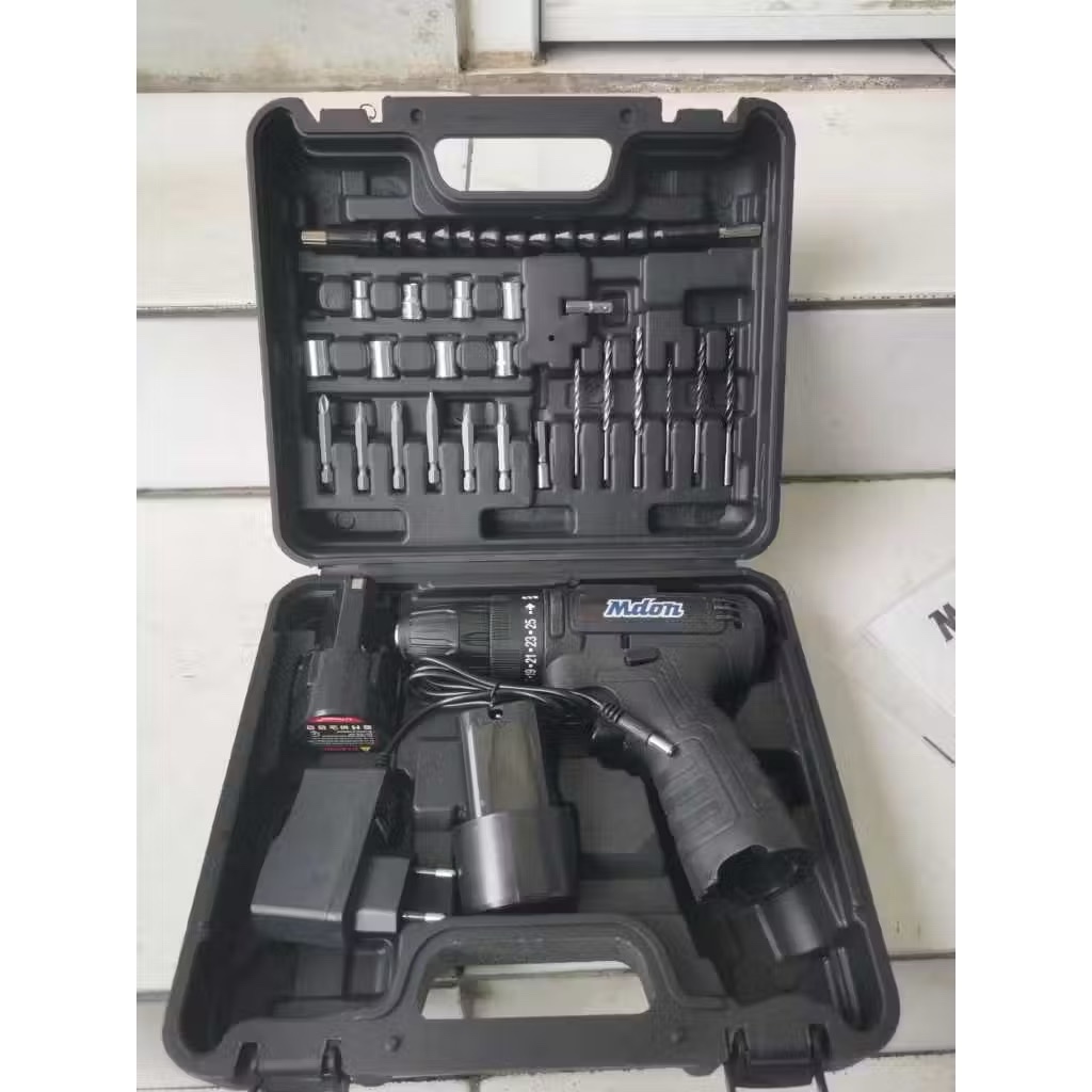 MDON 12V SET Bor Obeng Bor 2 Baterai 12 Volt Charger Cordless Drill Charging Kayu Bes