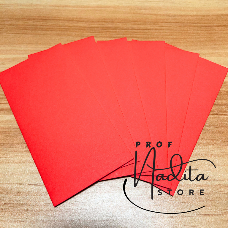 

[17cm x 8,5cm] 1 set isi 6 Amplop Mini Angpau Merah polos
