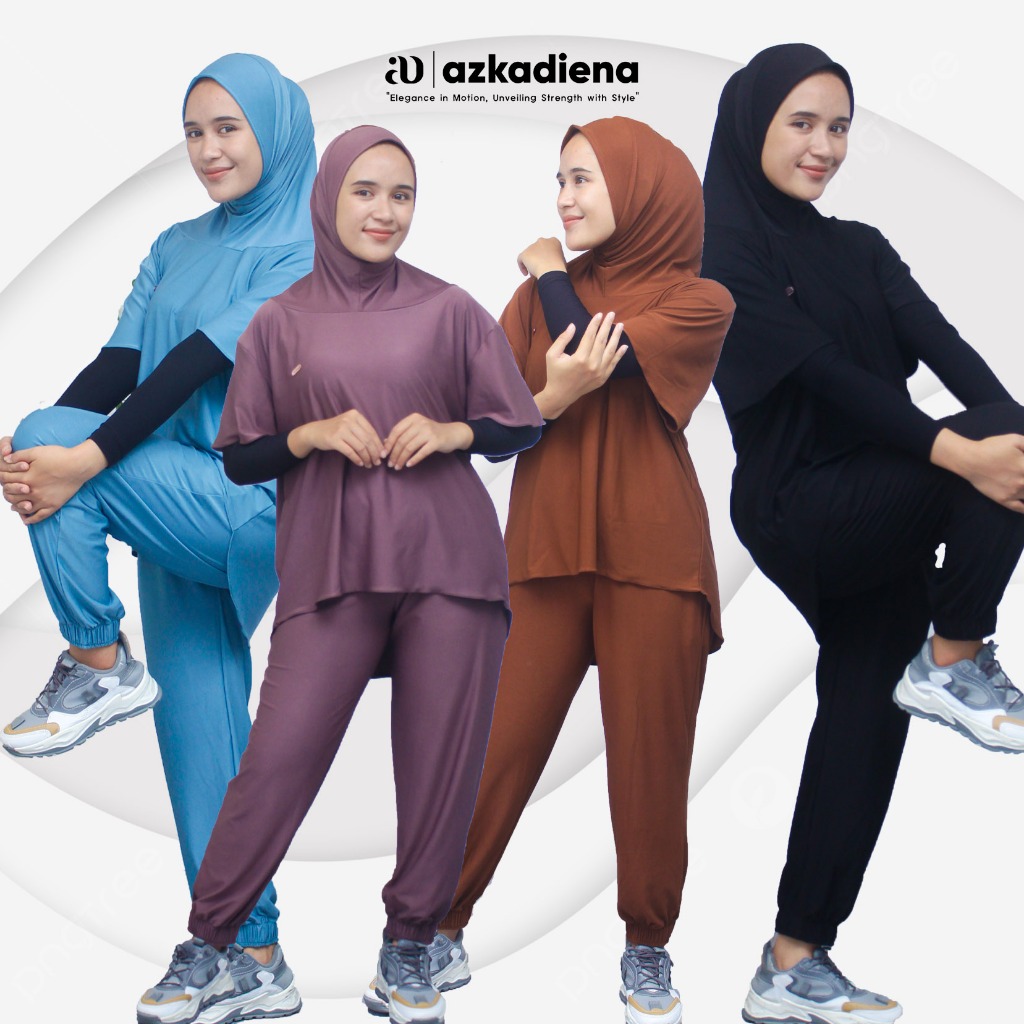Azkadiena Baju Setelan Olahraga Neira Wanita Muslimah One Set Jilbab Premium Sport Women