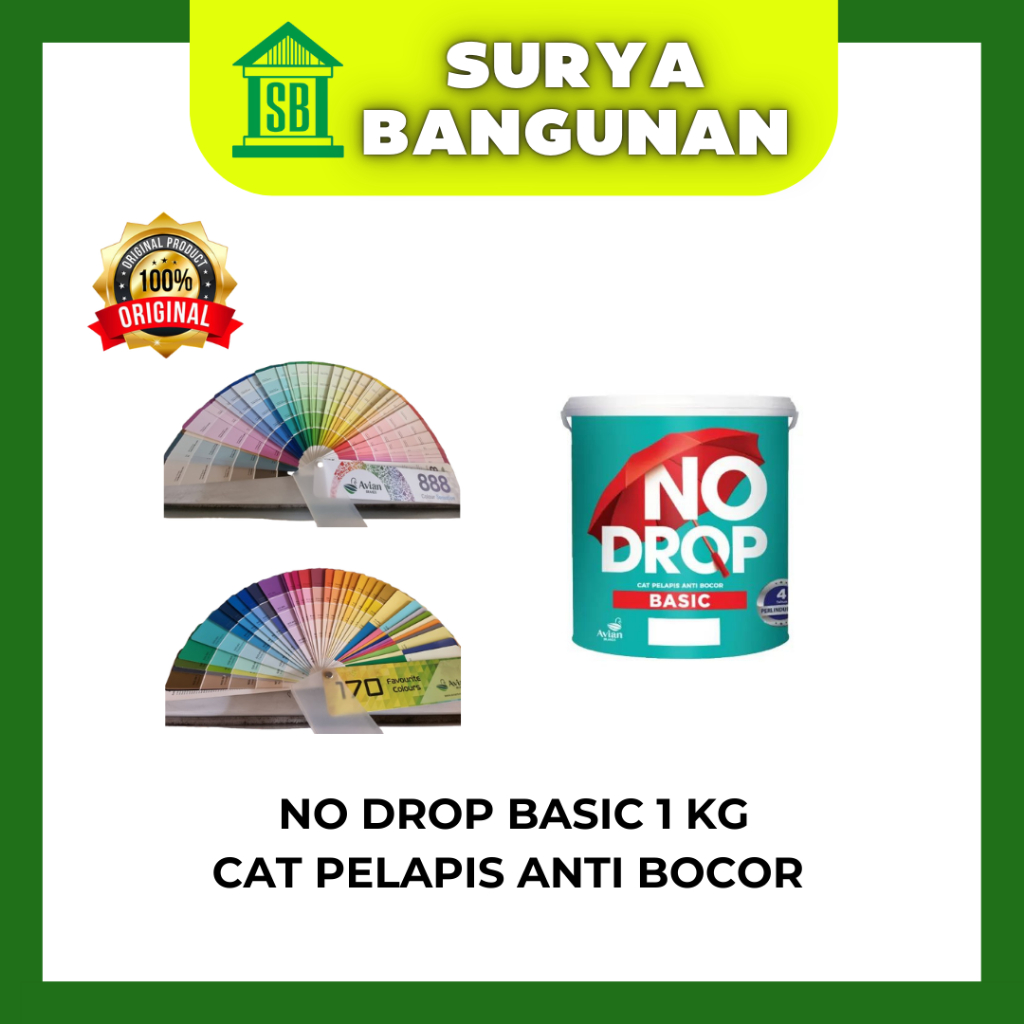 Cat Tembok Exterior No Drop Basic 1KG / Cat Pelapis Anti Bocor Ekonomis Murah Waterproofing 1 kg
