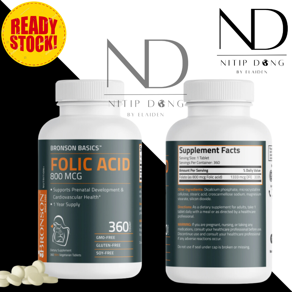 Folic Acid 800MCG Bronson BASICS - 360 Tablets