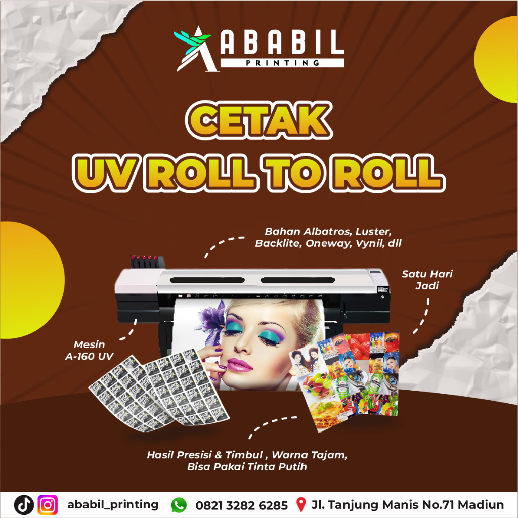

CETAK PRINT UV ROLL METERAN | CETAK STIKER UV | CETAK UV ALBATROS | CETAK UV BACKLITE CUSTOM