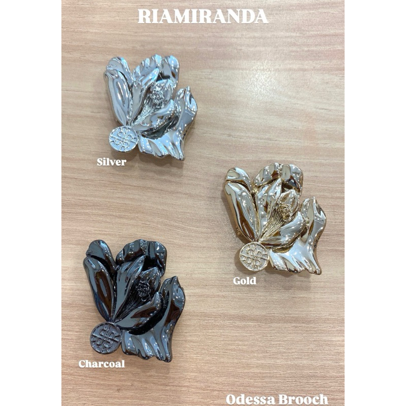 Odessa Brooch Riamiranda Jacquard Monogram Bros RM Ria Miranda Pin