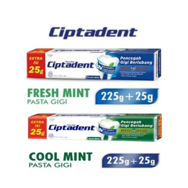 Ciptadent 225 Gr+Tanpa 25 Gr / Ciptadent Pasta Gigi 225Gr + 25Gr / Ciptadent Jumbo 225+25 Gr Termura