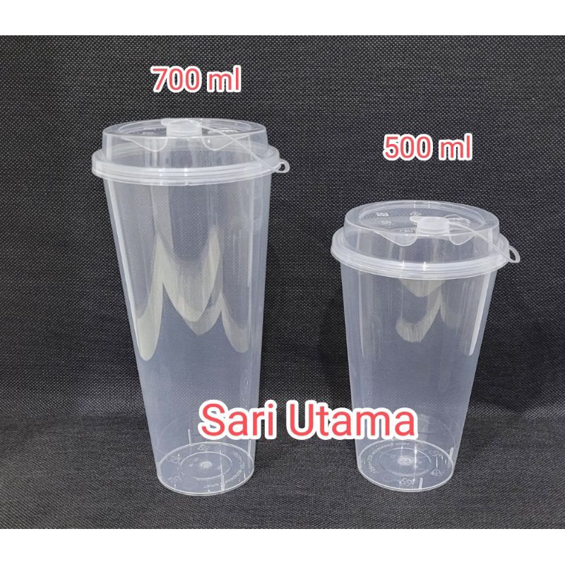 Thinwall Gelas Cup Injection + Tutup 700 ml Bening Rapat Tidak Tumpah
