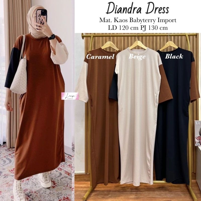diandra dress kaos premium by laiqa gamis babyterry polos dress simple elegan gamis jumbo ld 120 xl 