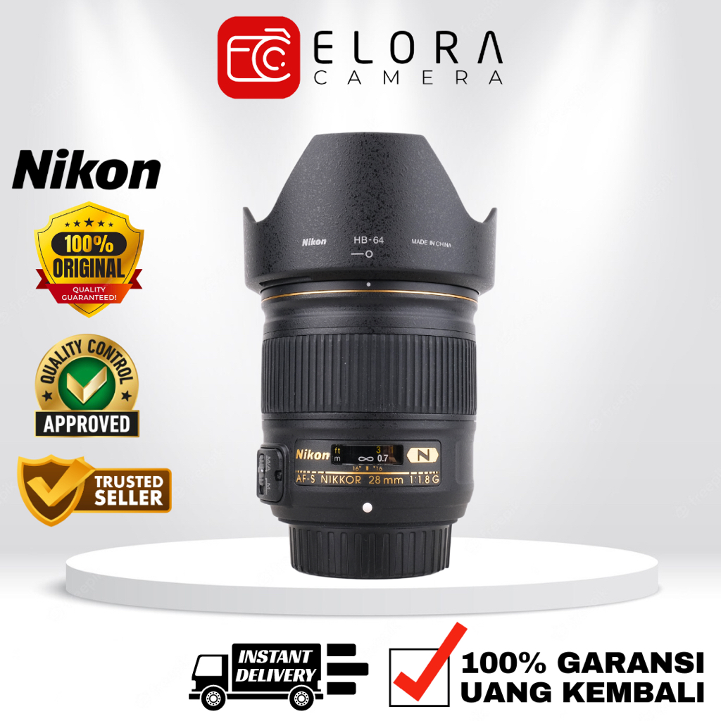 Nikon AFS 28mm F1.8 G Nano / Lensa Nikon Nikkor AF S 28 mm F 1.8 G N