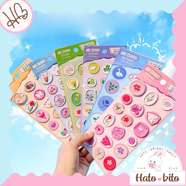 

My diary sticker timbul emboss pvc wax sticker lucu deco stiker cute aesthetic journaling diy HB1855