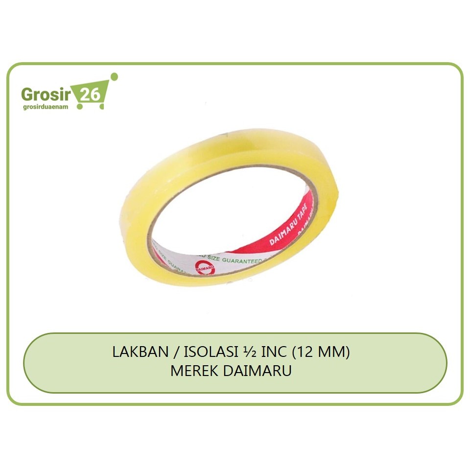 

(1 pcs) lakban / isolasi / selotip / cello tape merek daimaru 1/2 inc (12 mm) tebal transparan