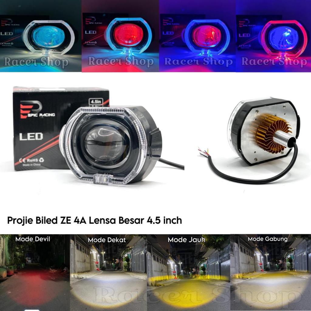 Projie Biled E45 Lensa Besar High Low Beam Plus Shroud Dan Devil Lampu Utama Motor Mobil