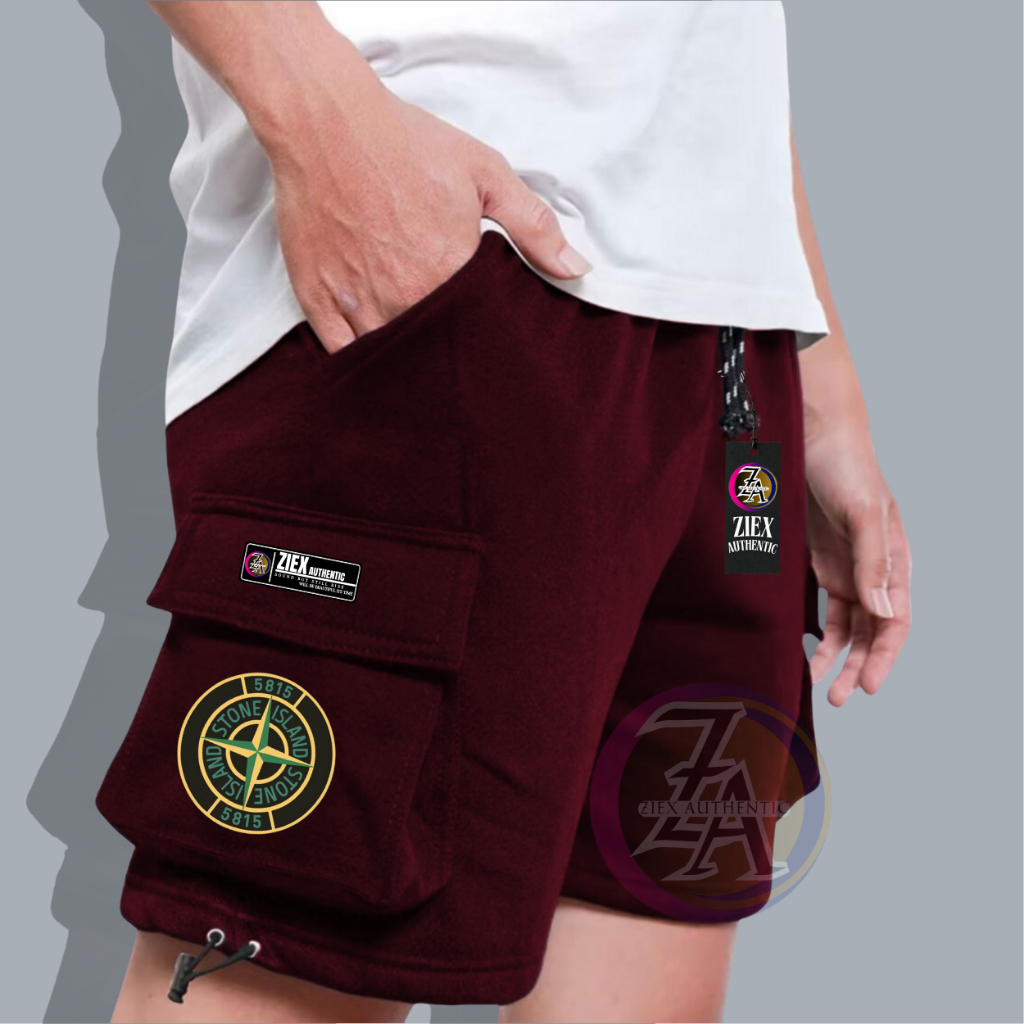 New Celana Cargo Pendek Pria Santai Stone Island Bahan Katun Fleece Adem Dan Lembut Terlaris Kota Ba