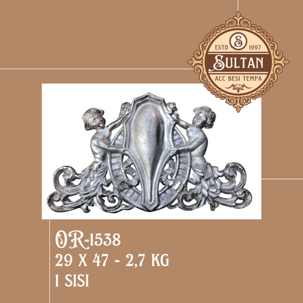 Sultan Besi Tempa / OR-1538 / Ornamen Daun Besi Tempa / Ornamen Pagar Besi Klasik / Aksesoris Besi T
