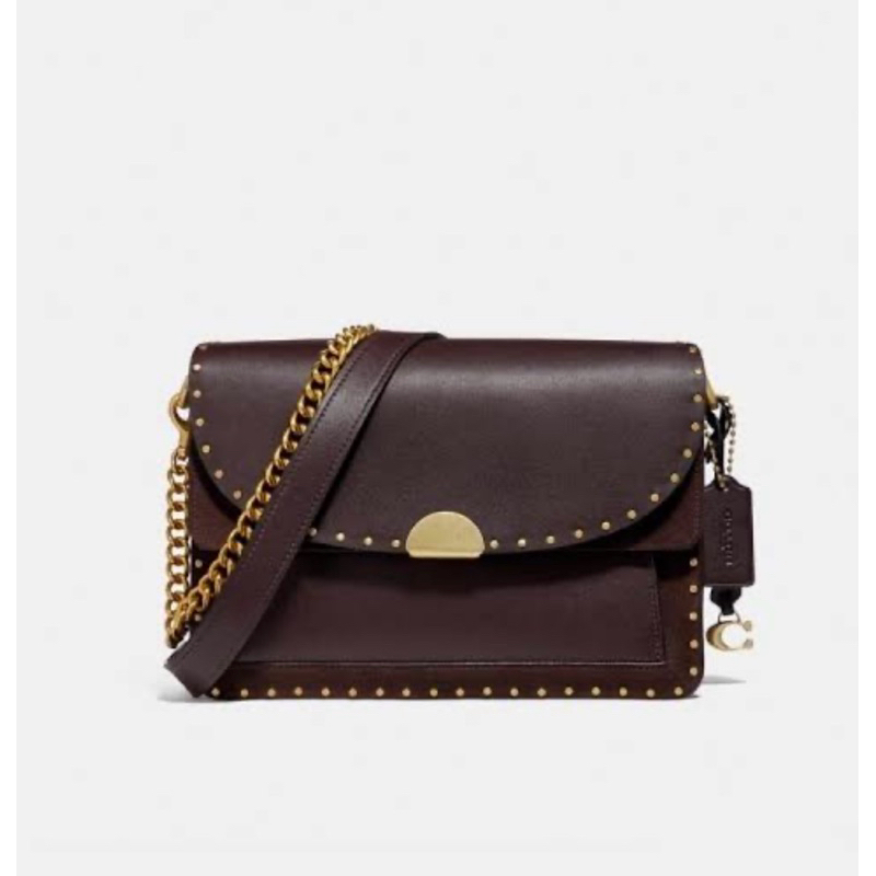 Preloved Coach Dreamer Shoulder Bag in Oxblood Leather Mix Suede With Rivets