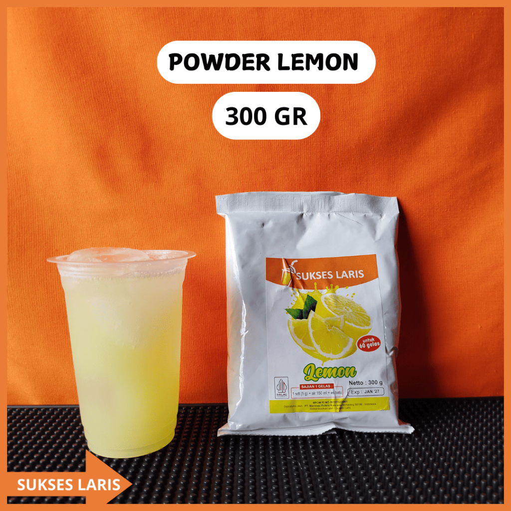 

BUBUK MINUMAN UNTUK JUALAN 300 GRAM | POWDER RASA LEMON | SERBUK BUAH LEMON | BUBUK MINUMAN