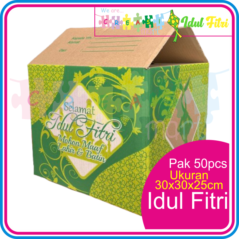 

Kardus Idul Fitri Parcel Lebaran ukuran 30x30x25cm Pak isi 50pcs Dos / Dus Coklat Hampers