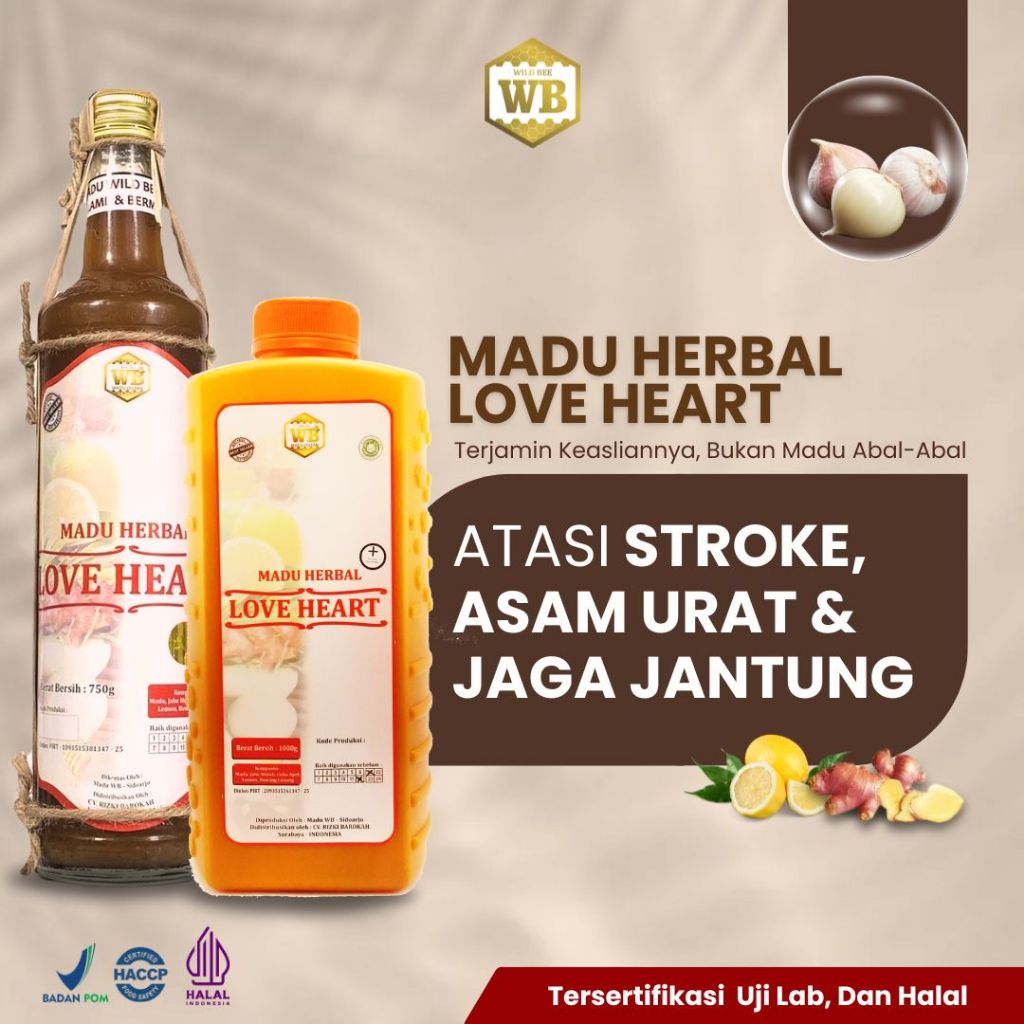 

WB Madu untuk Jantung / Madu Herbal Love Heart 1 Kg/ Kemasan Besar /Madu Wild Bee Original 100%