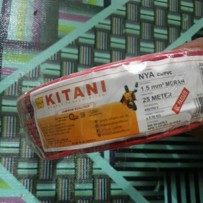 kabel kitani NYA 1X1,5mm panjang 25m merah