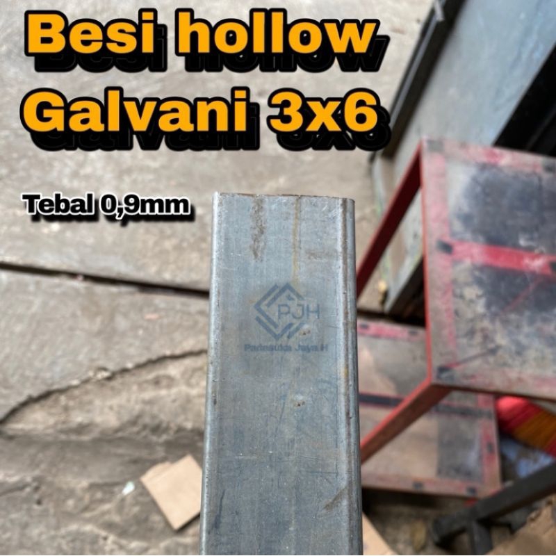 Besi hollow galvanis 3x6 , tebal 0,9mm. besi holo kotak. ukuran mulai 110cm sampai 200cm